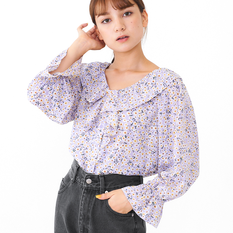 【OUTLET】flowery frill blouse 〜ﾌﾗﾜﾘｰﾌﾘﾙﾌﾞﾗｳｽ