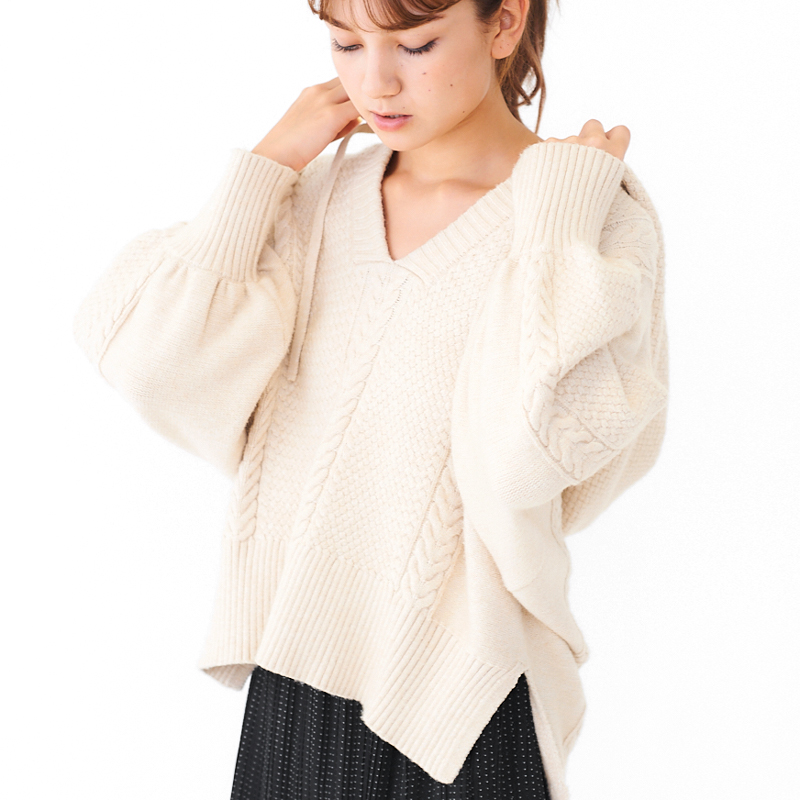 【プライスダウン】hoodie aran knit 〜ﾌｰﾃﾞｨｰｱﾗﾝﾆｯﾄ