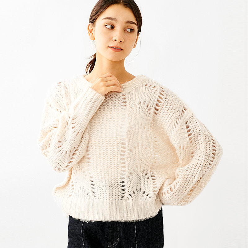 【OUTLET】fluffy lace knit 〜ﾌﾗｯﾌｨｰﾚｰｽﾆｯﾄ