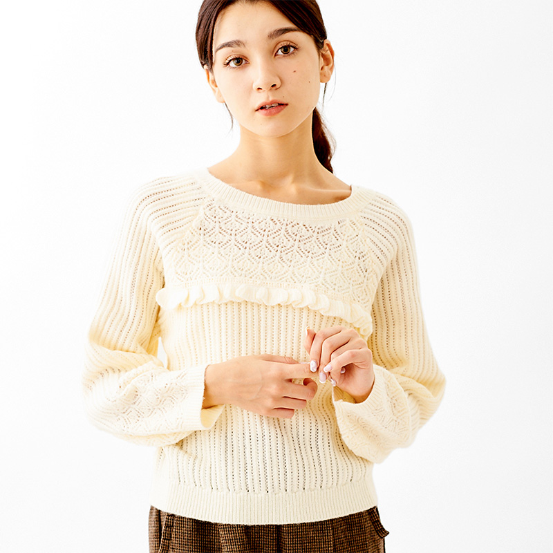 【50%OFF】lace frill knit〜ﾚｰｽﾌﾘﾙﾆｯﾄ