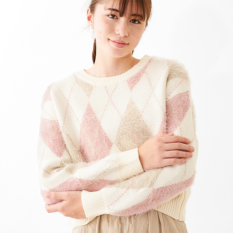 【30%OFF】mix argyle knit〜ﾐｯｸｽｱｰｶﾞｲﾙﾆｯﾄ