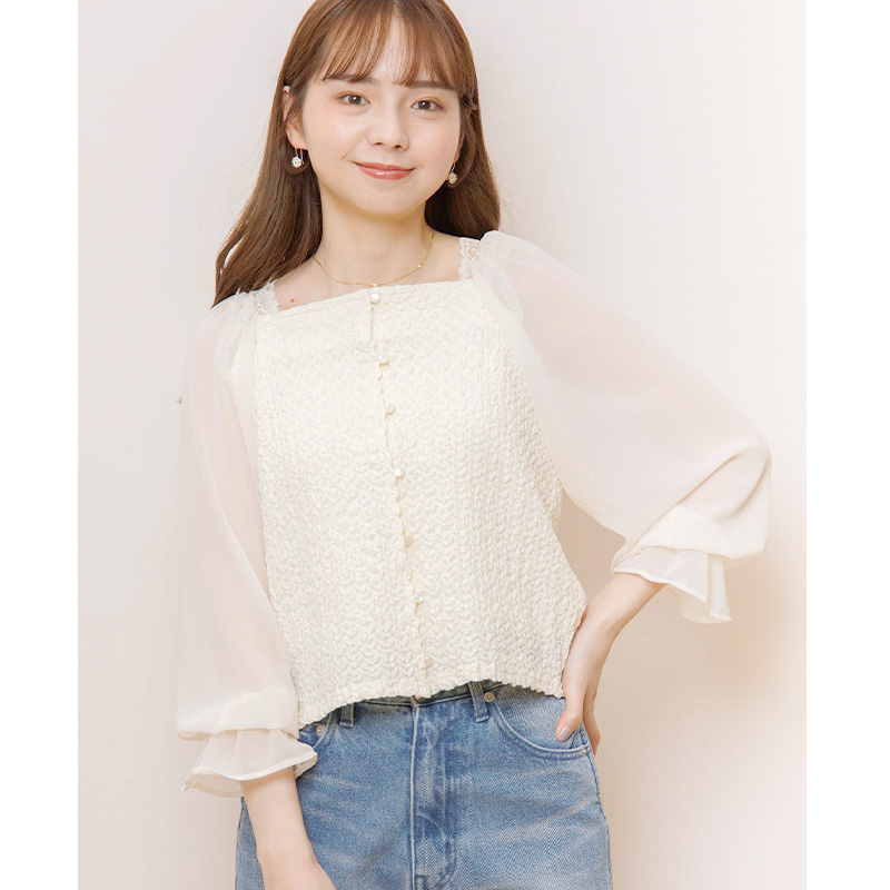 yOUTLETzclear sleeve top`رذį