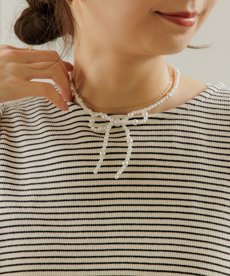 pearly ribbon necklace`߰ذȯڽ