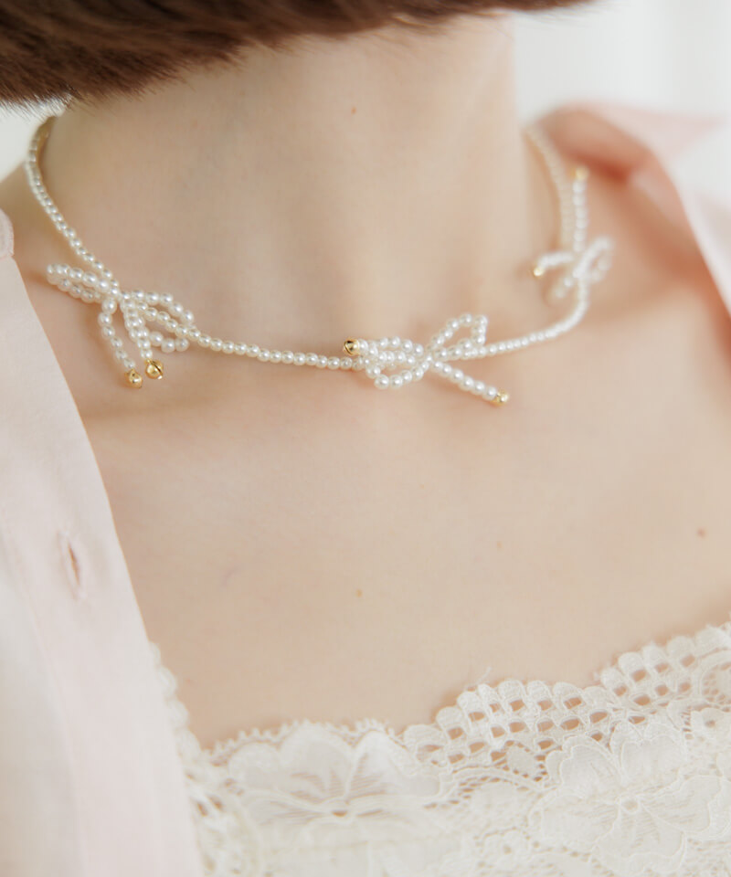 beads ribbon necklace`ްȯڽ