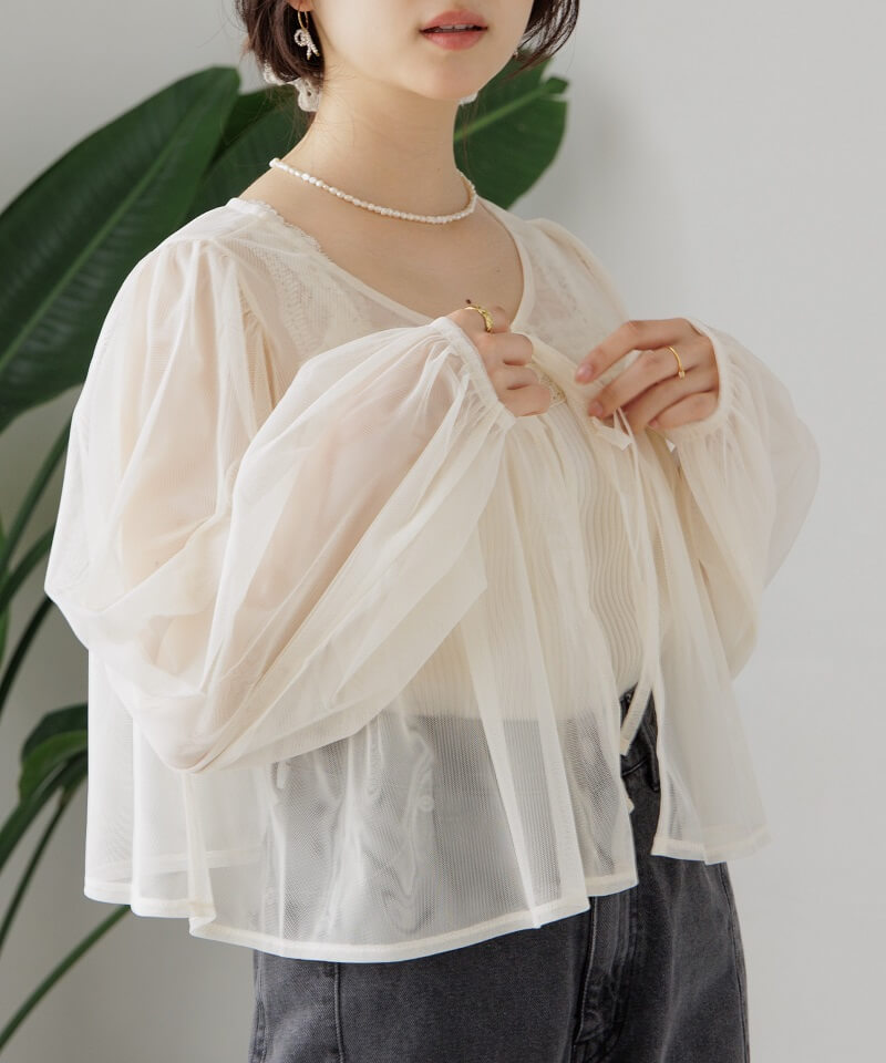 frill tulle blouse`׳