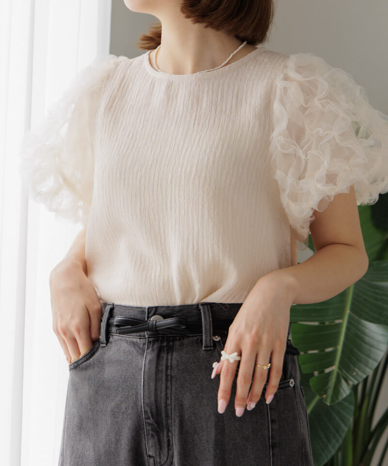 y20%OFFzsheer puff blouse`׳