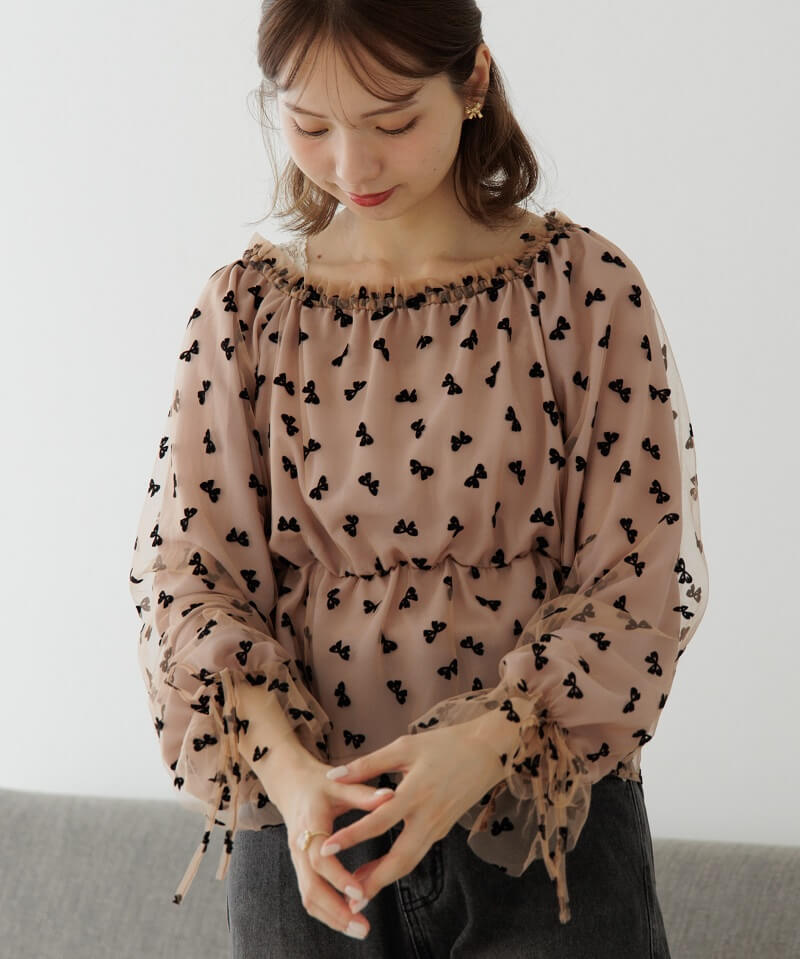 tulle ribbon blouse`׳