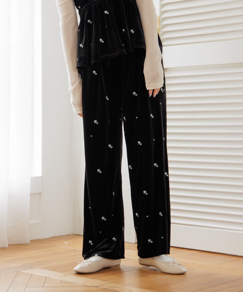 velour embroidery pants`۱۲ذ