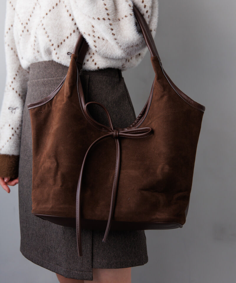 ribbon suede tote`ݽİ