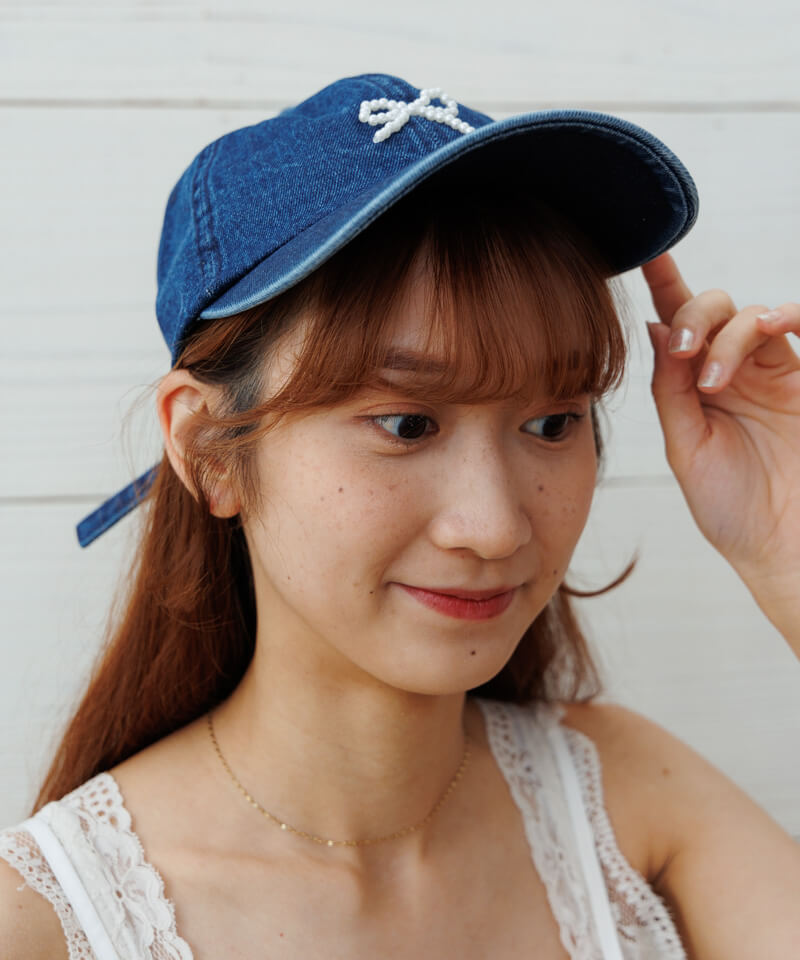 pearl ribbon cap`߰ݷ