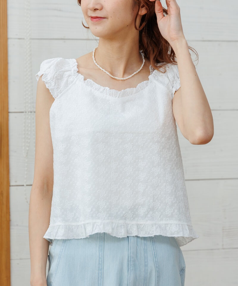 cutwork chou puff top`ܰį