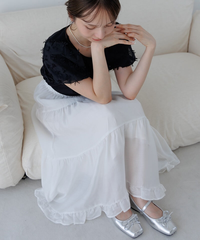 glossy tiered skirt`ۯè޽