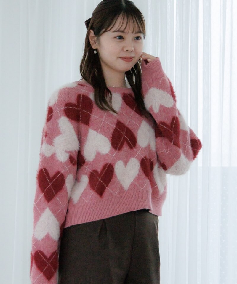 heart argyle knit`ʰı޲Ư