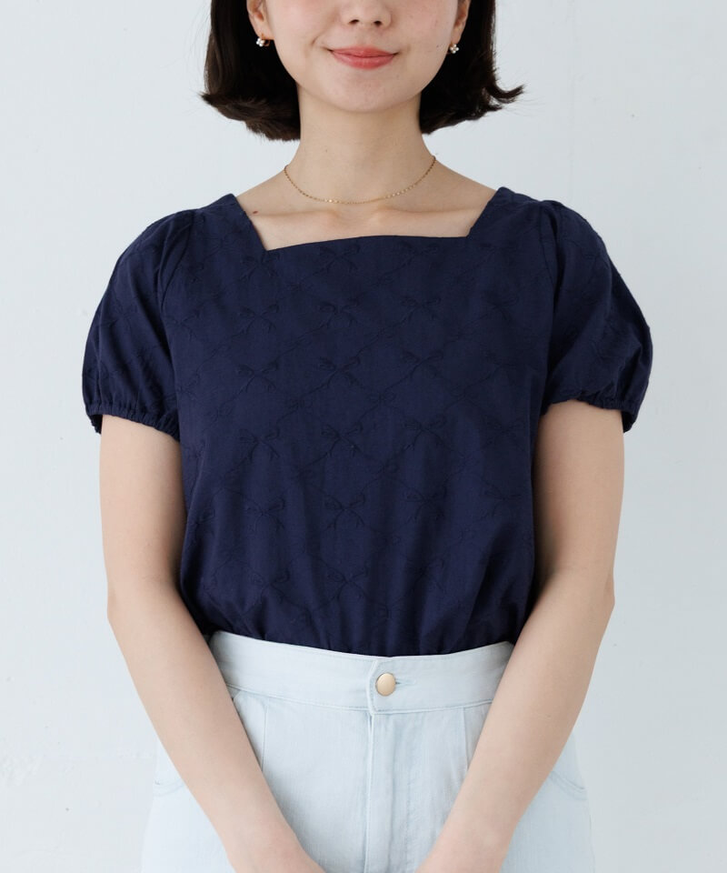 cotton ribbon blouse�`����������׳�