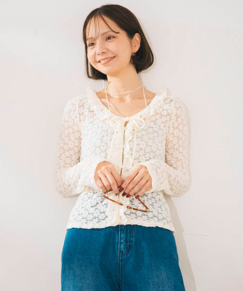 frill lace cardigan�`���ڰ����ި���