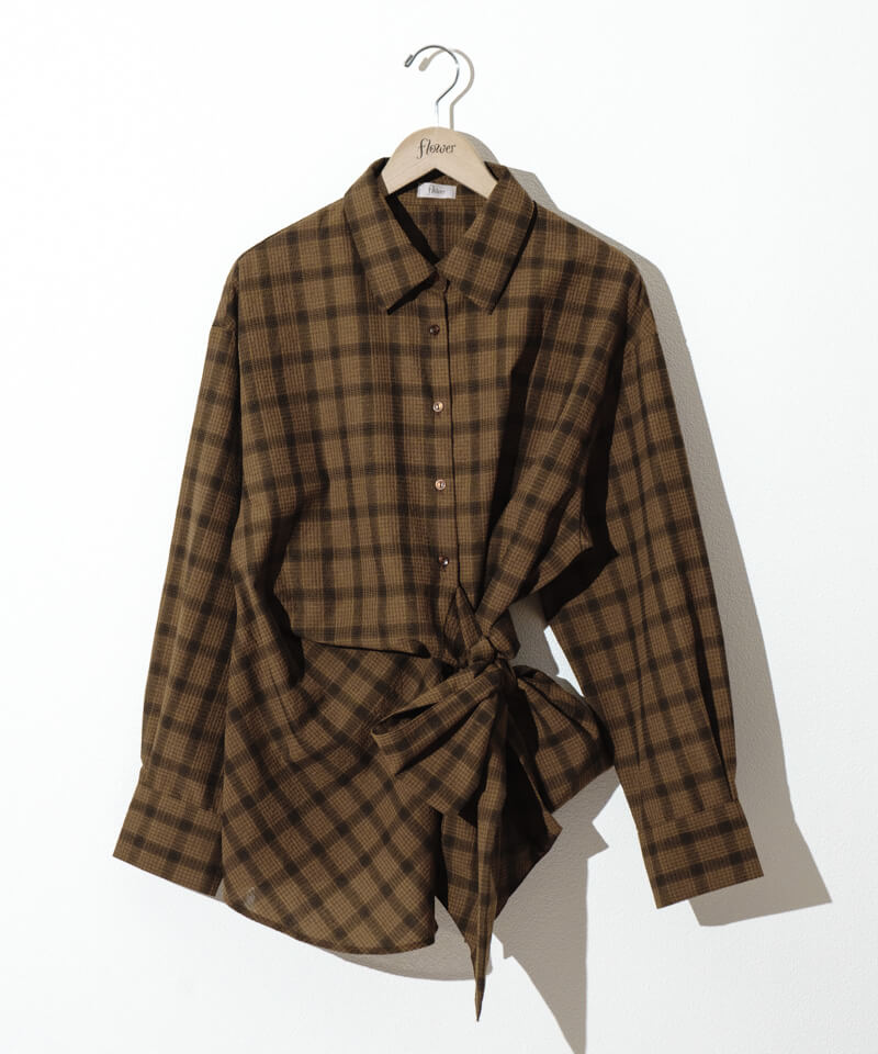 check ribbon shirt�`�������ݼ��