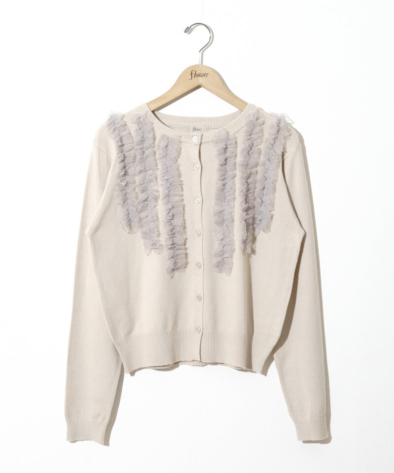 frill tulle cardigan�`������ٶ��ި���