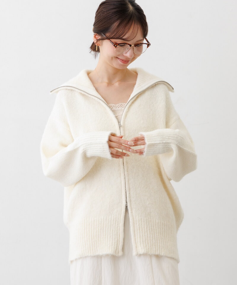 zipup knit cardigan�`�ޯ�߱���ƯĶ��ި���