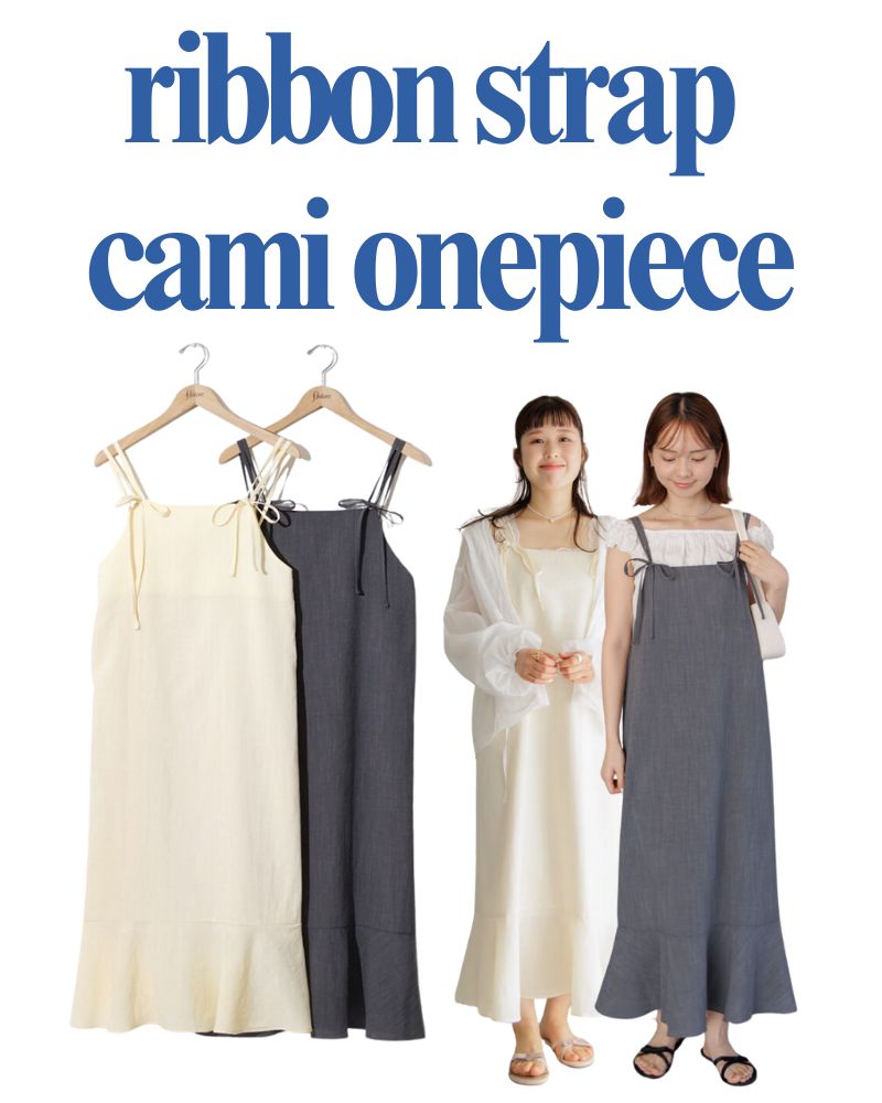 ribbon strap cami onepiece