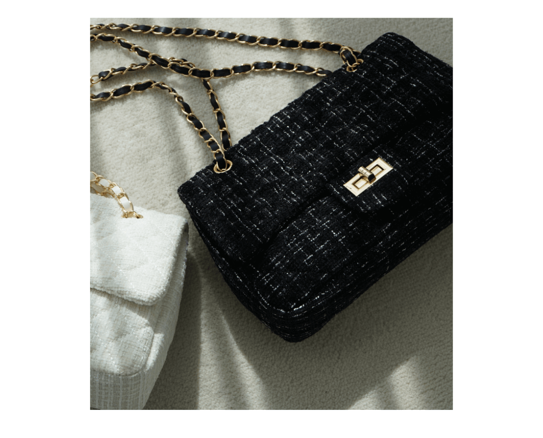 tweed chain bag